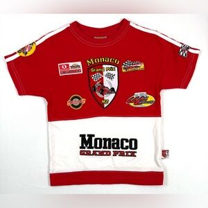 GRAND PRIX VINTAGE Boys Monaco Car Racing Graphic Tee Red White 6 Y2K Motorsport